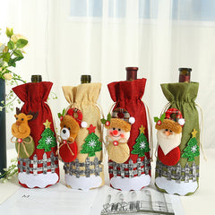 Christmas party supplies, Christmas decorations, red wine bags for the elderly, Christmas decal decorations, wine bottle covers