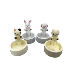 Cartoon Kitten Candle Holder Warming Its Paws Cute Scented Light Holder