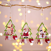 Christmas Decoration Supplies Wooden Elderly English Letter Pendant Wooden Colored Hollow Christmas Tree Small Pendant