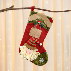 3D Linen Splicing Cartoon Christmas Socks Christmas Decorations Gift Pendants