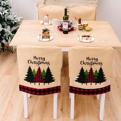 Christmas printed chair covers red and black checkered edges