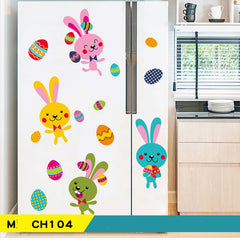 Cartoon Egg Easter Wall Sticker Window Glass Festive Decoration