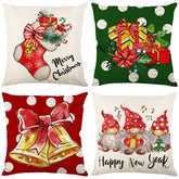 Christmas Pillow Cover Linen Printed Christmas Gift Home Sofa Cushion Cover Pillow