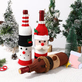 Christmas Decorations Wine Bottle Set Cartoon Knitted Elderly Snowman