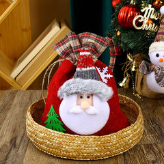 Checkered velvet Christmas gift bag hand-held candy apple bag Christmas decoration