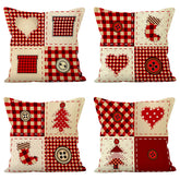 Christmas tree checkered pillow cover linen Christmas socks striped printed pillowcase for holidays