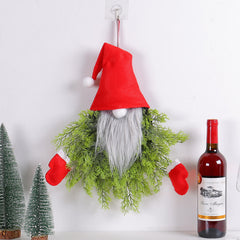 Luminous Faceless Santa Claus Christmas Wreath Door Hanging Restaurant Bar Christmas Decoration Props