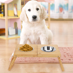 Pet Double Bowl Stainless Steel Dog Cat Rack