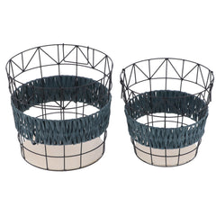 2PCS Modern Round Dirty Clothes Basket Bathroom Laundry Basket Storage Organizer