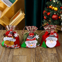 Checkered velvet Christmas gift bag hand-held candy apple bag Christmas decoration
