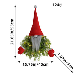 Luminous Faceless Santa Claus Christmas Wreath Door Hanging Restaurant Bar Christmas Decoration Props
