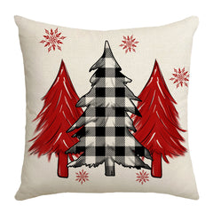 Christmas Pillow Red Christmas Tree Snowflake Home Decoration Pillow Set