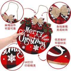 Christmas decoration wooden flower wreath Christmas wooden welcome doorplate decoration flower wreath door ring