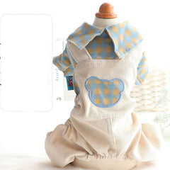 Thin Plaid Shirt Overalls Dog Clothes