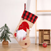 Christmas Socks Pendant Faceless Elderly Checkered Christmas Socks Gift Bag Christmas Decorations