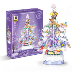 Christmas Tree Building Block Music Box with Lights – Green, Purple, Pink