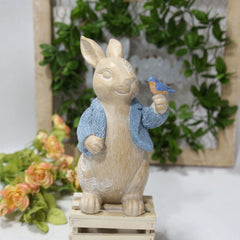 Easter European-style Home Resin Woodcut Concave Carved Pattern Effect Easter Rabbit
