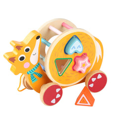 Cartoon animal dragging trolley toy