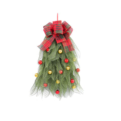 Christmas Tree Wreath Decoration Props Christmas Ball Mesh Wreath Display Window Staircase Decoration Door Hanging