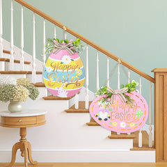 Home Easter Wooden Decorative Hanging Tag With Lights
