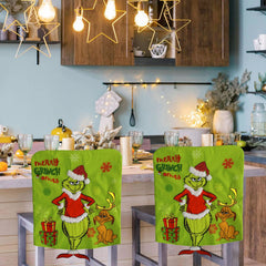 Christmas Decorations Greentown Chair Cover Digital Printing Green Hairy Monster Christmas Dining Chair Cover Cartoon