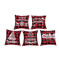 Christmas decoration red linen checkered Christmas square pillow cover sofa cushion cover without pillow core
