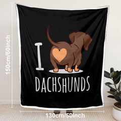 3D Printed Animal Fleece Reversible Reversible Blanket Wiener Sausage Dog