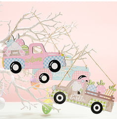 New Happy Easter Wooden Bunny Decorative Ornament