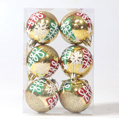 Christmas ball hand drawn pattern Christmas tree pattern decoration plastic electroplated ball decoration