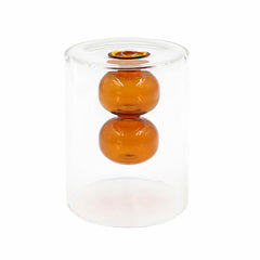 Double glass transparent vase