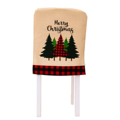 Christmas printed chair covers red and black checkered edges