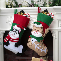 Christmas Decorations Cartoon 3D Creative Cat and Dog Socks Christmas Candy Bags Home Decoration Pendants