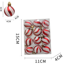 Christmas Ball Decoration Red and White Threaded Christmas Tree Hanging Decoration Hand drawn Christmas Ball Plastic