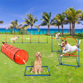 VEVOR Dog Agility Training Equipment 5 PCS Set Upgrade W Hurdles Extended Tunnel
