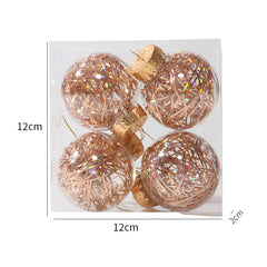 Christmas Ball Transparent PET Laser Silk Grass Ball Christmas Tree Pendant Decoration Props 4PCS per box