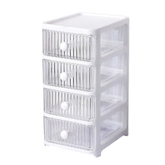 Desktop Storage Box with Drawers Multi Layers Transparent Multifunctional Stackable Desk Organizer for Home Bedroom Office 4 Layer