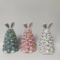 Easter Bunny Shape Ceramic Tree Decorations Spring Easter Bunny Glow Ornaments Easter Bunny Tree