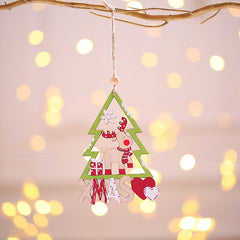 Christmas Decoration Supplies Wooden Elderly English Letter Pendant Wooden Colored Hollow Christmas Tree Small Pendant