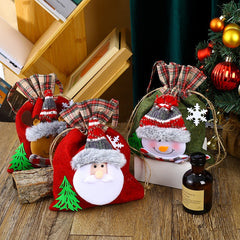 Checkered velvet Christmas gift bag hand-held candy apple bag Christmas decoration