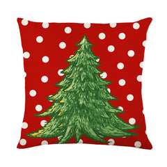 Christmas Pillow Cover Linen Printed Home Living Room Sofa Pillowcase Christmas Tree Cushion