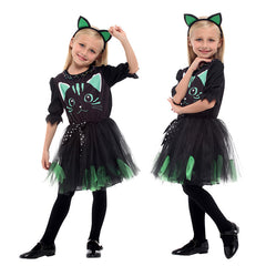 Children's Masquerade Costume Black Cat Princess Dress