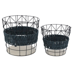 2PCS Modern Round Dirty Clothes Basket Bathroom Laundry Basket Storage Organizer