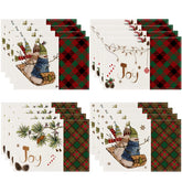 Christmas sled linen placemat Christmas colored checkered printed table mat restaurant decoration insulation mat