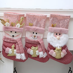 Christmas Decorations Pink Plush Christmas Socks Children's Candy