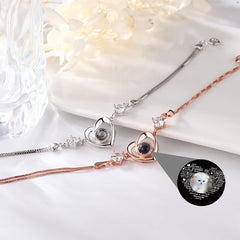 925 Silver 100 Languages I Love You Heart Projection Bracelet Custom Photo Jewelry Personalisierte Geschenke Valentines Day Gift