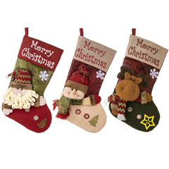 Christmas decorations leather Christmas socks imitation bark snowflake Christmas socks three-dimensional old man gift socks