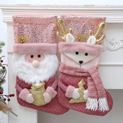 Christmas Decorations Pink Plush Christmas Socks Children's Candy