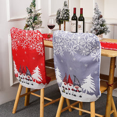 Christmas Decorations Cartoon Red Grey Table and Chair Set Creative Printing Christmas Chair Set