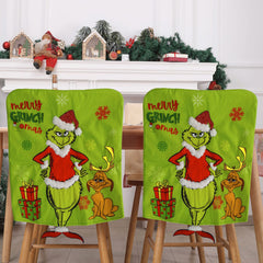 Christmas Decorations Greentown Chair Cover Digital Printing Green Hairy Monster Christmas Dining Chair Cover Cartoon
