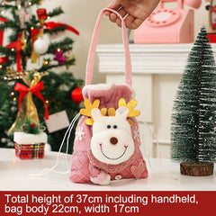 Christmas gift bag, pink glitter kindergarten candy bag